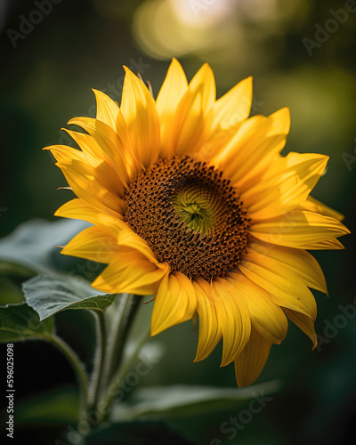 Sunflower in the garden. Selective focus. Shallow depth of field.