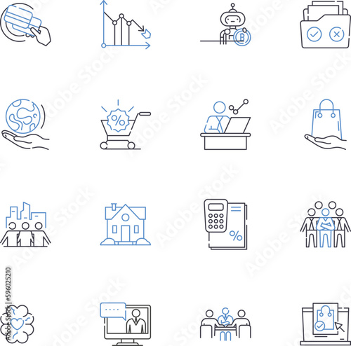 Charity donations line icons collection. Philanthropy, Giving, Generosity, Contributions, Altruism, Compassion, Humanity vector and linear illustration. Support,Help,Empathy outline signs set