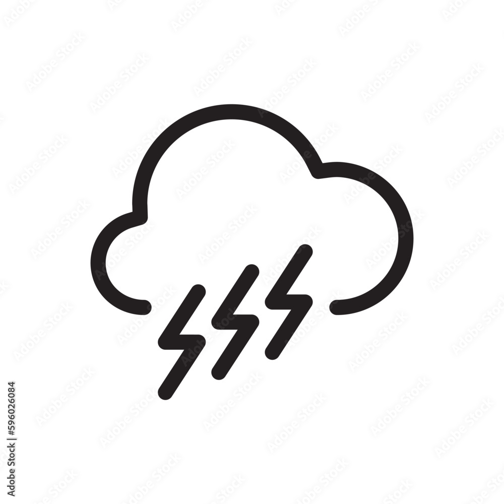 Cloud vector icon. Storm flat sign design. Lightning cloud vector icon. Weather symbol pictogram. UX UI icon Cloud vector icon. Storm flat sign design. Lightning cloud vector icon. Weather symbol pictogram. UX UI icon