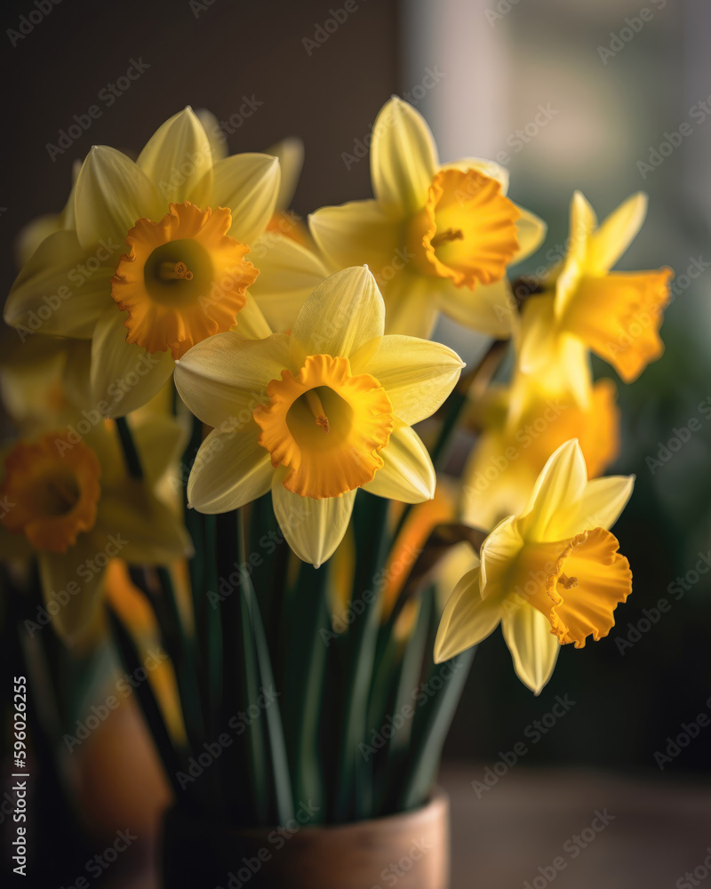 Bouquet of yellow daffodils in a vase Bouquet of yellow daffodils in a vase