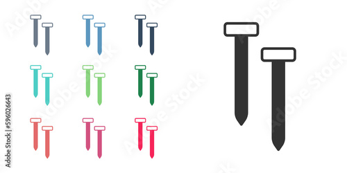 Black Metallic nails icon isolated on white background. Set icons colorful. Vector