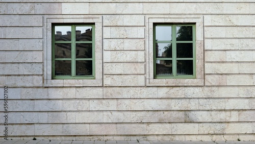 windows in classic style facade