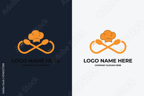 Cooking poster with cooking pan, fire flame and grunge texture. Trendy retro design for Culinary school, food studio, cooking classes. Vector illustration, yellow color logo cooking shape