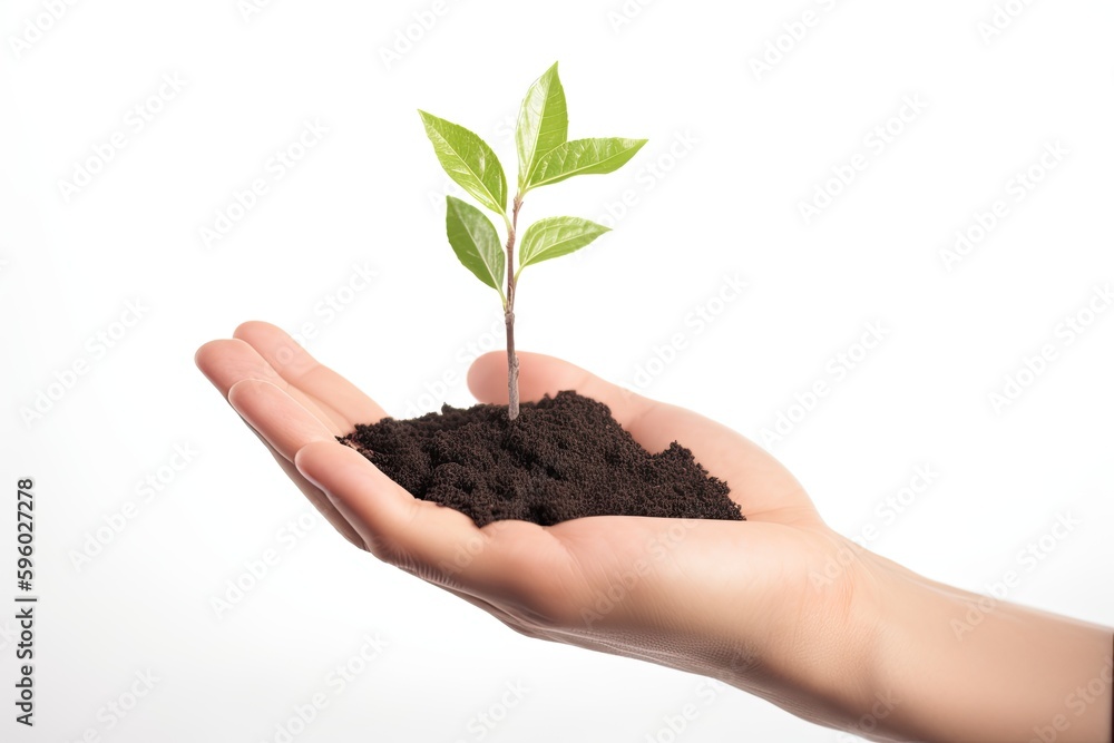 Young sprout in hand isolated on white background. Generative ai. Young sprout in hand isolated on white background. Generative ai.