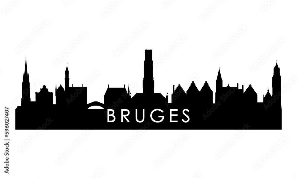 Bruges skyline silhouette. Black Bruges city design isolated on white background.
