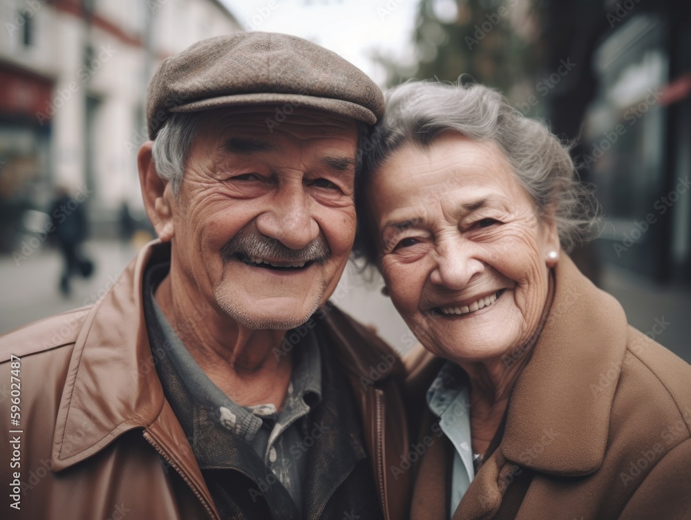 Elderly couple in love smiling. 