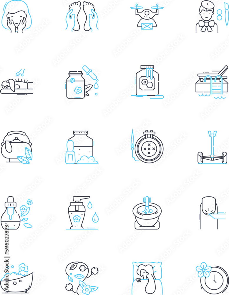 Fresh air linear icons set. Oxygen, Refreshing, Pure, Invigorating, Clean, Healthy, Natural line vector and concept signs. Breathable,Crisp,Revitalizing outline illustrations