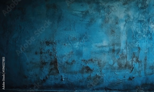 Blue Dark Stucco Wall Background, generative AI