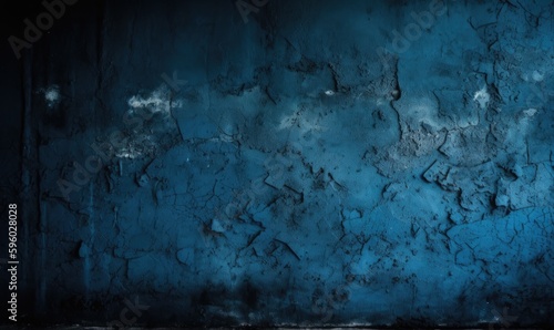 Blue Dark Stucco Wall Background, generative AI