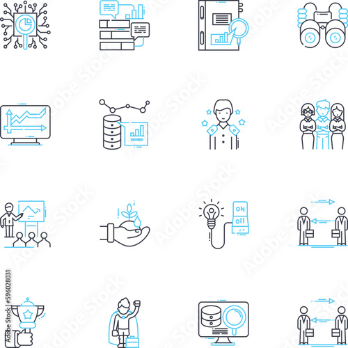 Economic sector linear icons set. Finance, Agriculture, Manufacturing, Energy, Retail, Construction, Services line vector and concept signs. Hospitality,Mining,Transportation outline illustrations