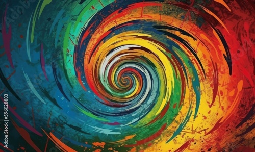 Fotografia Colorful grunge Swirling radial background Vortex starburst spiral, generative A