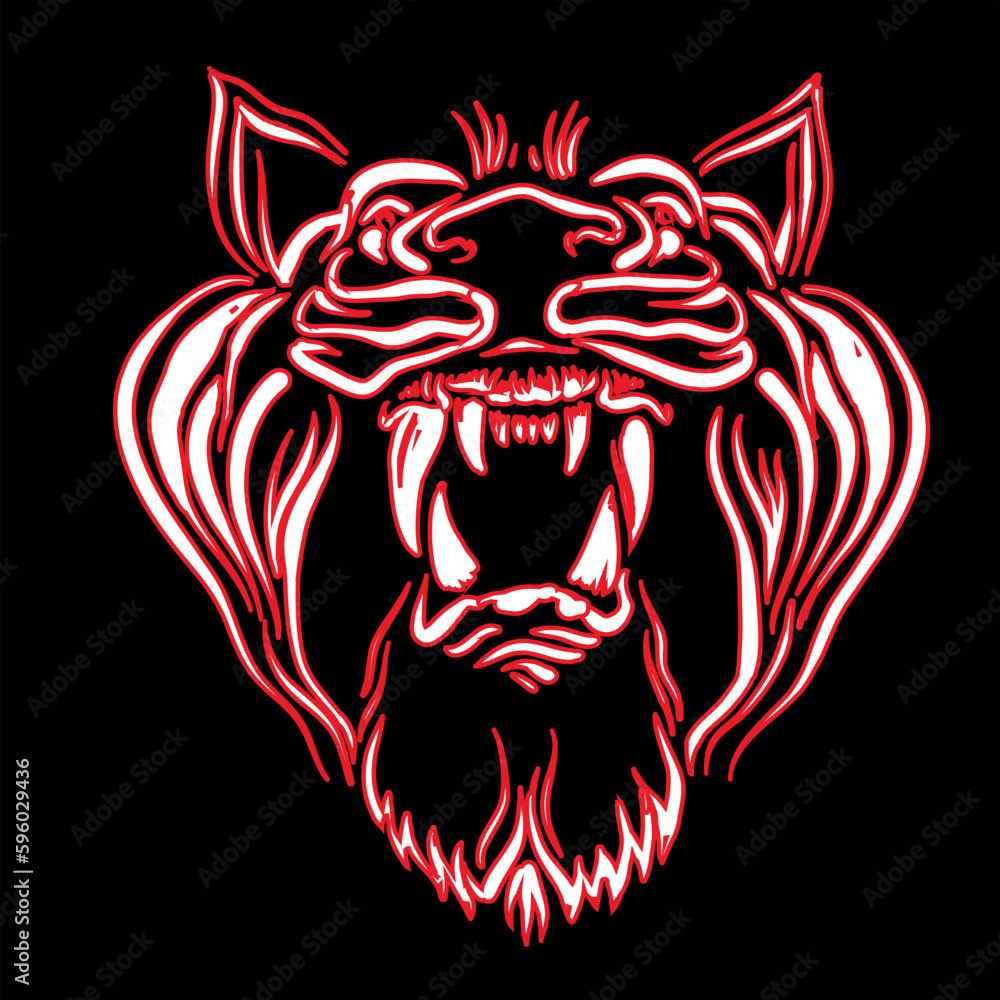 The Vector logo lion for tattoo or T-shirt print design or outwear. Hunting style lions background. This hand drawing would be nice to make on the black fabric or canvas. The Vector logo lion for tattoo or T-shirt print design or outwear. Hunting style lions background. This hand drawing would be nice to make on the black fabric or canvas.