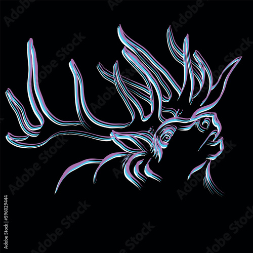 The Vector logo elk for T-shirt design or outwear. Hunting style background