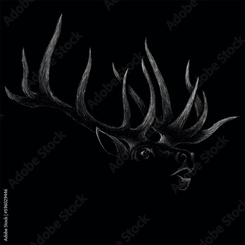 The Vector logo elk for T-shirt design or outwear. Hunting style background