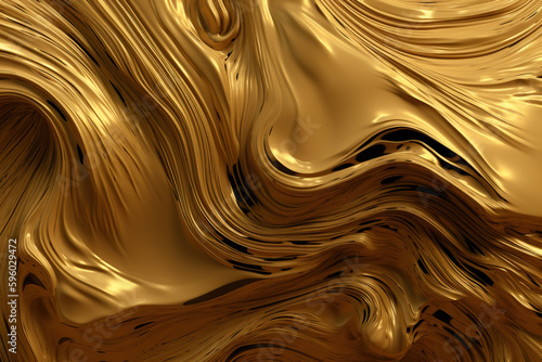 Stopione złoto, tekstura, gładka, fala - Molten gold, texture, smooth, wave - AI Generated