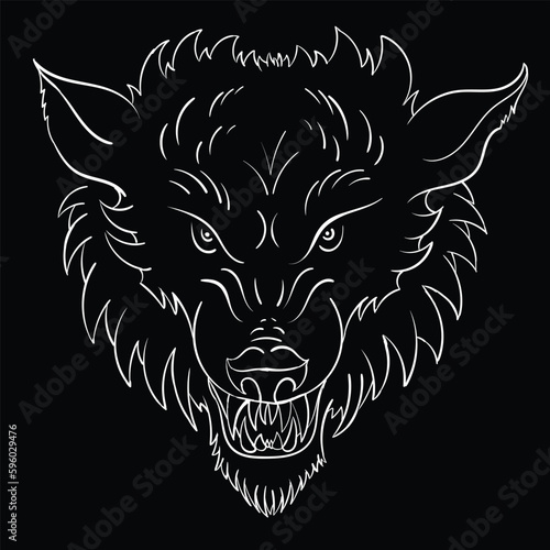 The Vector dog  or wolf for tattoo or T-shirt design or outwear.  Cute print style logo  dog  or wolf  background. This hand drawing would be nice to make on the black fabric or canvas.