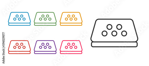 Set line Taxi car roof icon isolated on white background. Set icons colorful. Vector