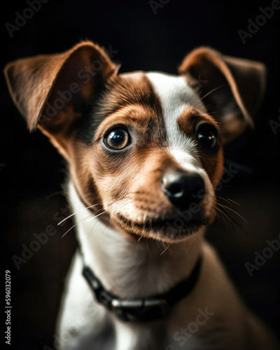Portrait of a cute dog Jack Russell Terrier on a dark background  © Lohan
