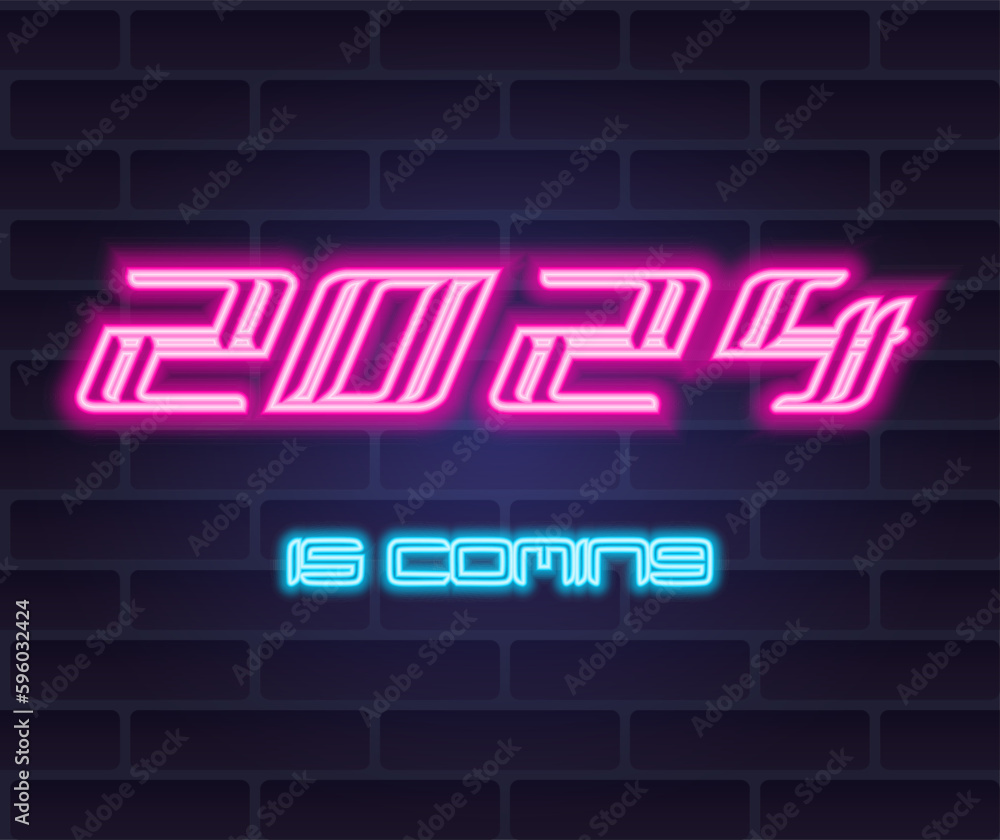 vector neon sign with 2024 image for decoration and design vector neon sign with 2024 image for decoration and design