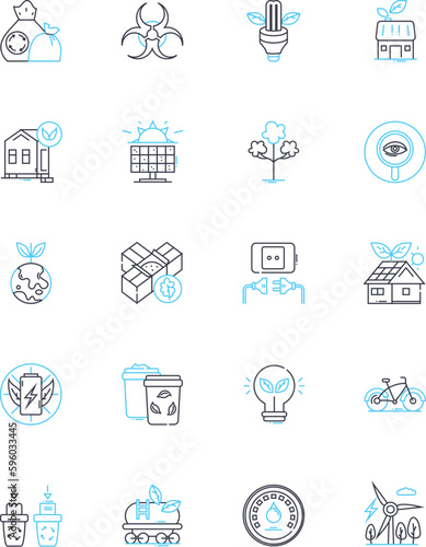 Conservation intelligence linear icons set. Sustainability, Environment, Ecology, Preservation, Responsibility, Conservation, Protection line vector and concept signs. Stewardship,Innovation,Insight