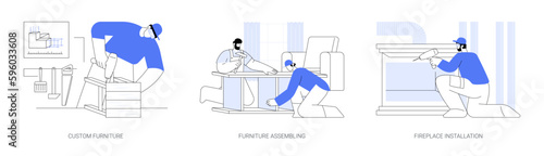 Interior decoration abstract concept vector illustrations.
