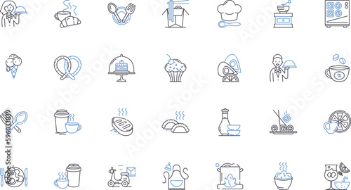 Culinary Arts line icons collection. gastronomy, cuisine, flavor, ingredients, presentation, cooking, baking vector and linear illustration. seasoning,recipe,plating outline signs set