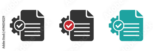 Project management icons set. Approved, confirmed vector signs collection 