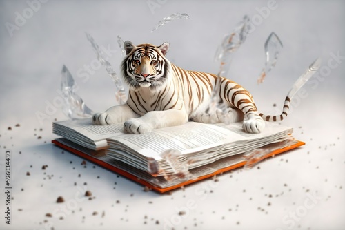 white tiger on a book