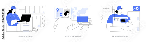 Supply chain management abstract concept vector illustrations.
