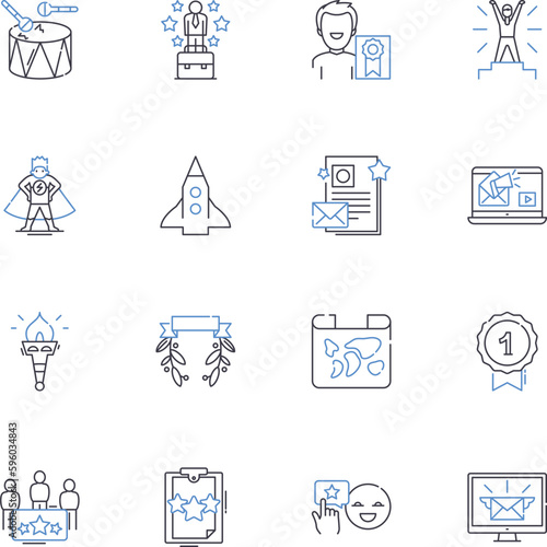 Winning and revenue line icons collection. Profit, Income, Success, Victory, Yield, Gains, Return vector and linear illustration. Earnings,Accumulation,Prosperity outline signs set