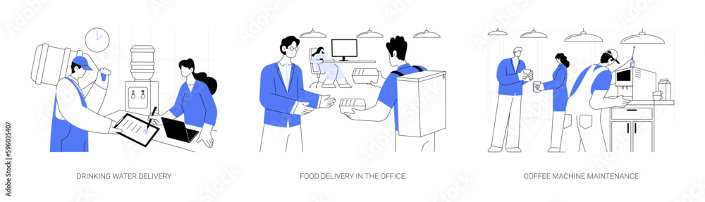Office delivery service abstract concept vector illustrations. Office delivery service abstract concept vector illustrations.