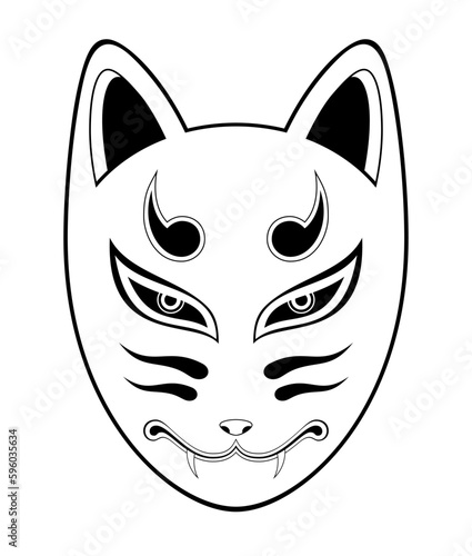 Kitsune fox mask vector ill...