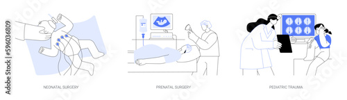 Pediatric surgery abstract concept vector illustrations.