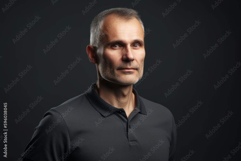 Portrait of a handsome man in a black shirt on a dark background Portrait of a handsome man in a black shirt on a dark background