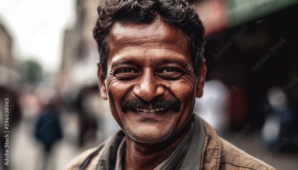 Smiling indian man looking at camera. Generative AI