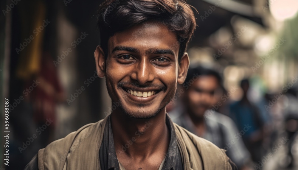 Smiling indian man looking at camera. Generative AI Smiling indian man looking at camera. Generative AI