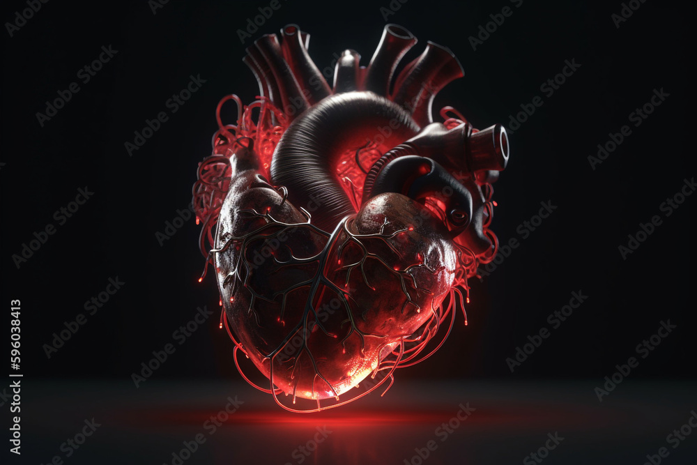 Beautiful anatomic heart art sculpture. Elegant decorative realistic ...