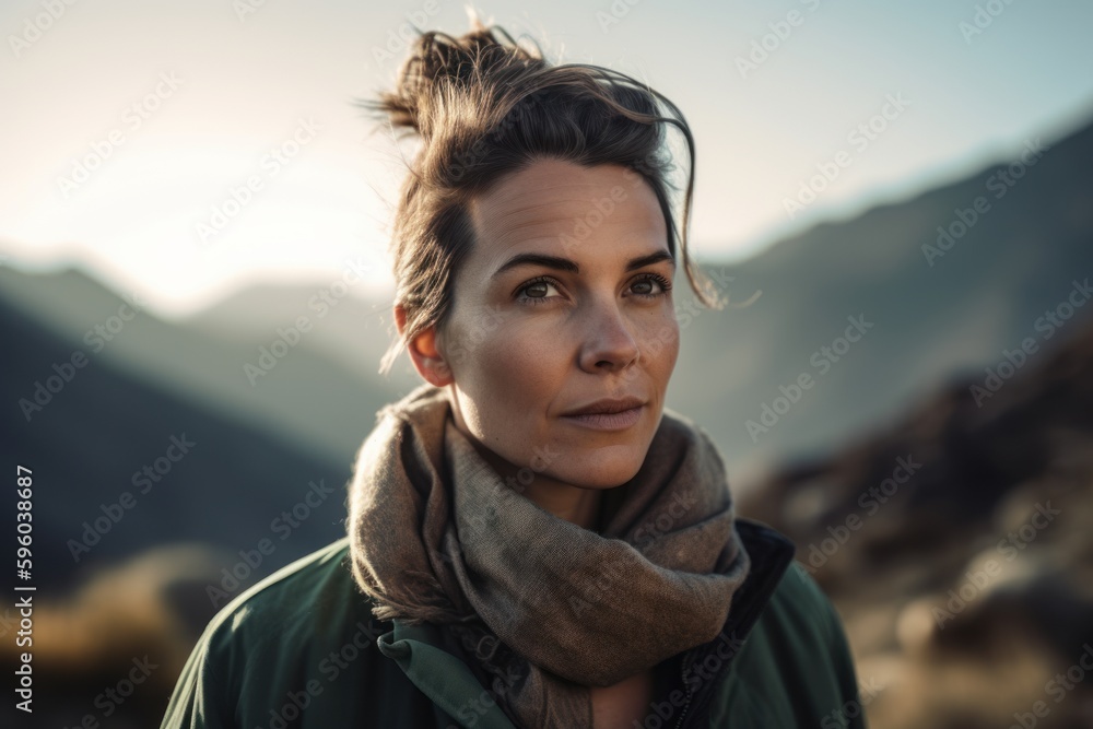 Portrait of a beautiful young woman in the mountains at sunset. Portrait of a beautiful young woman in the mountains at sunset.