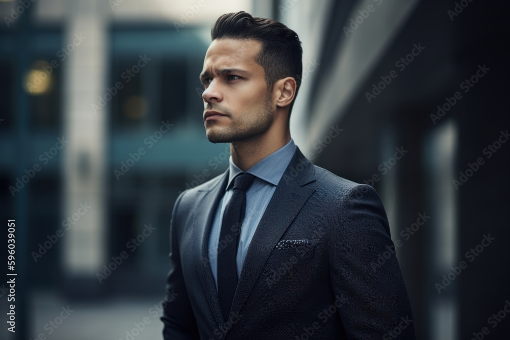 Portrait of a handsome young man in a business suit. Men's beauty, fashion.