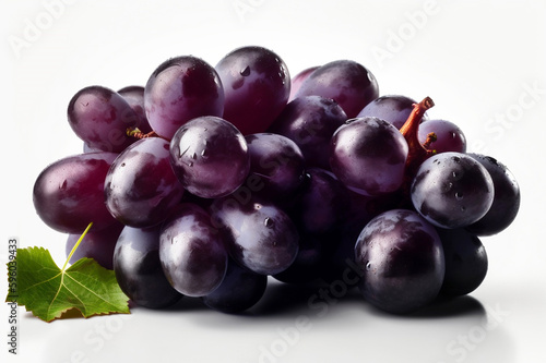 Fresh Purple Grapes Isolated on White Background. created with Generative AI