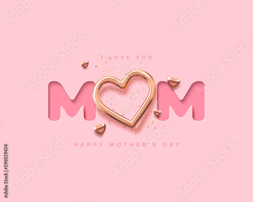 Mother's Day modern background with decor elements. 3d vector illustration.