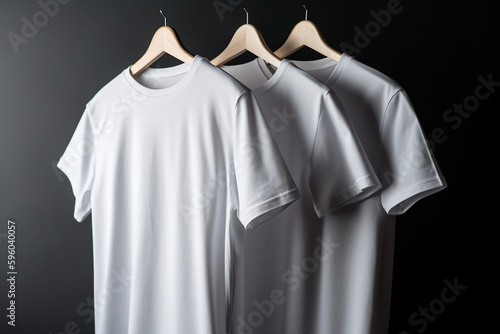 White t-shirts with copy space on gray background Generative AI