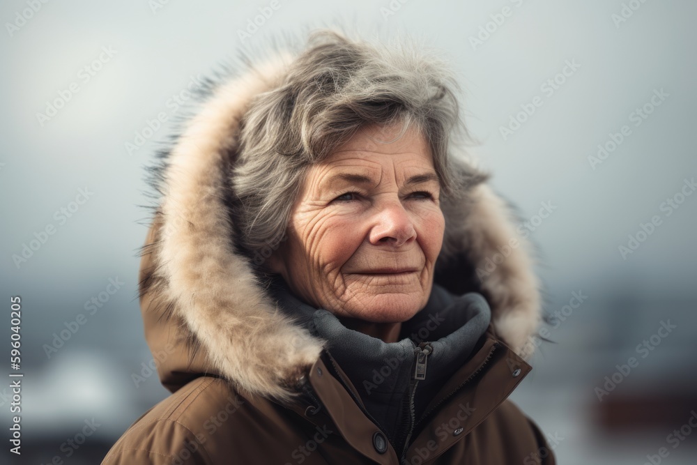 Portrait of a senior woman in winter coat on the street. Portrait of a senior woman in winter coat on the street.