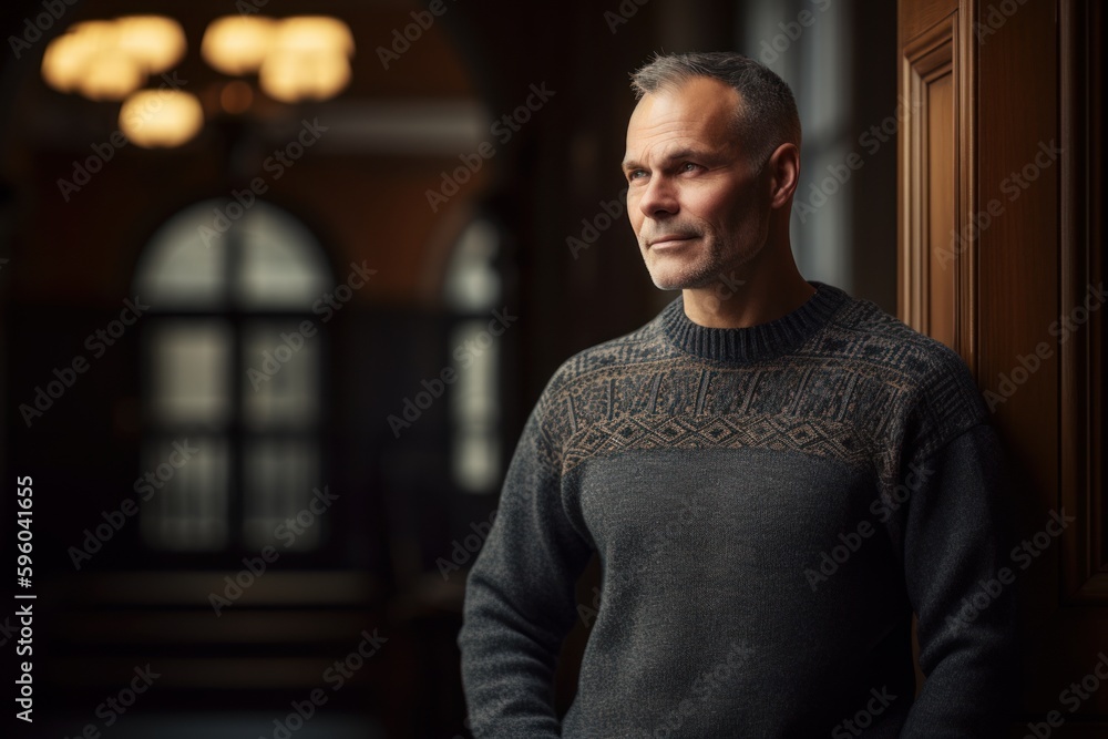 Portrait of a handsome middle-aged man in a sweater. Portrait of a handsome middle-aged man in a sweater.