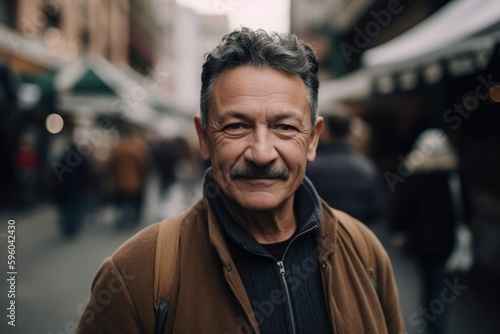 Portrait of a senior man in a city street, looking at camera