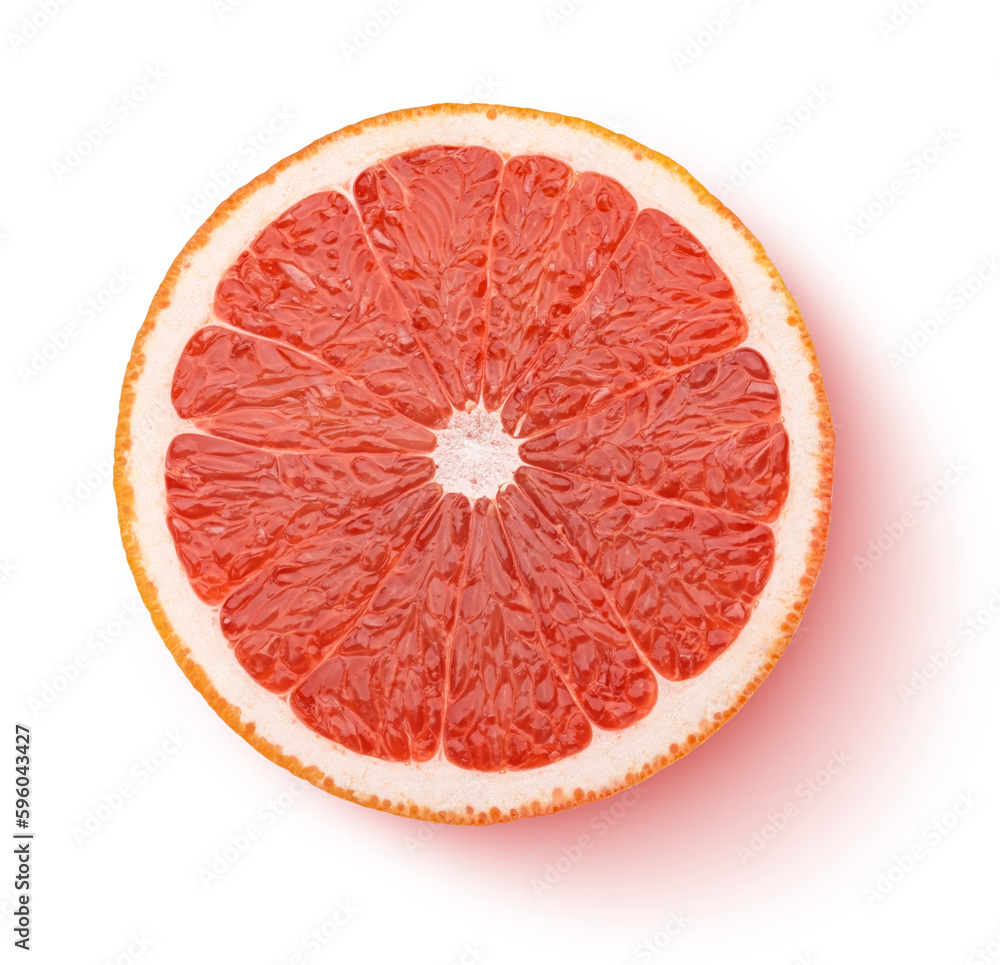 Grapefruit slice isolated on white background, top view Grapefruit slice isolated on white background, top view