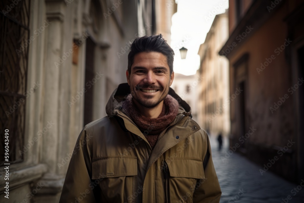 Portrait of handsome young man in the streets of Rome, Italy Portrait of handsome young man in the streets of Rome, Italy