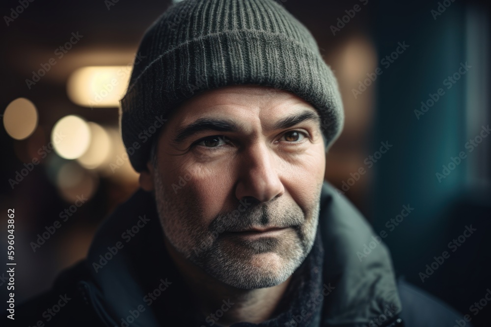 Portrait of a senior man in a winter hat and jacket. Portrait of a senior man in a winter hat and jacket.