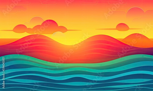 Vibrant summer ombre background, generative AI