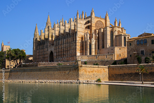 La Seu  the Cathedral of Santa Maria of Palma de Mallorca in the Balearic Islands  Spain  is a medieval gothic cathedral built next to the Mediterranean Sea